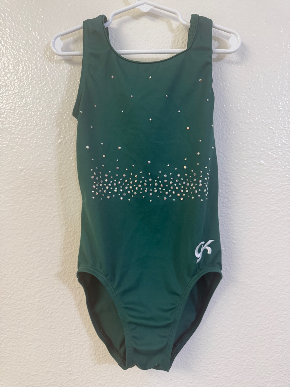 GK Emerald Green Rhinestone Girls' One-Piece Leotard